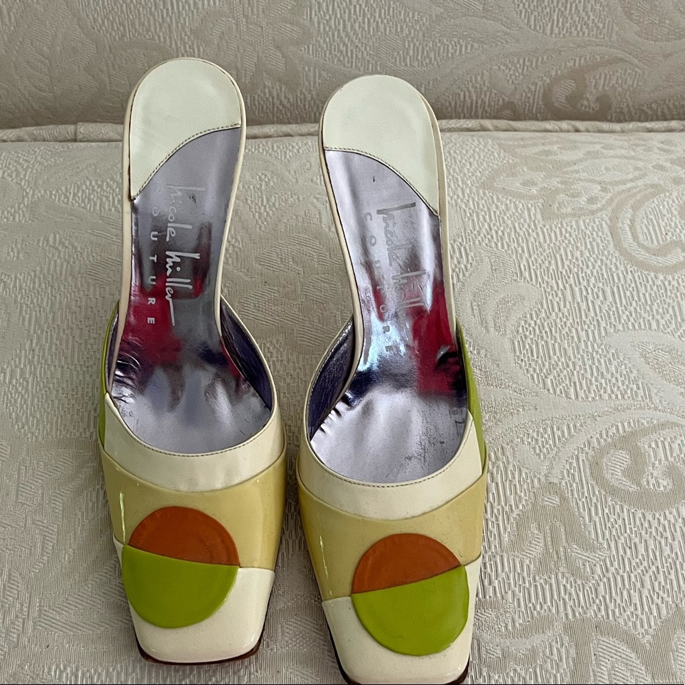 Nicole Miller Couture color block leather mules-NWOT -Vintage